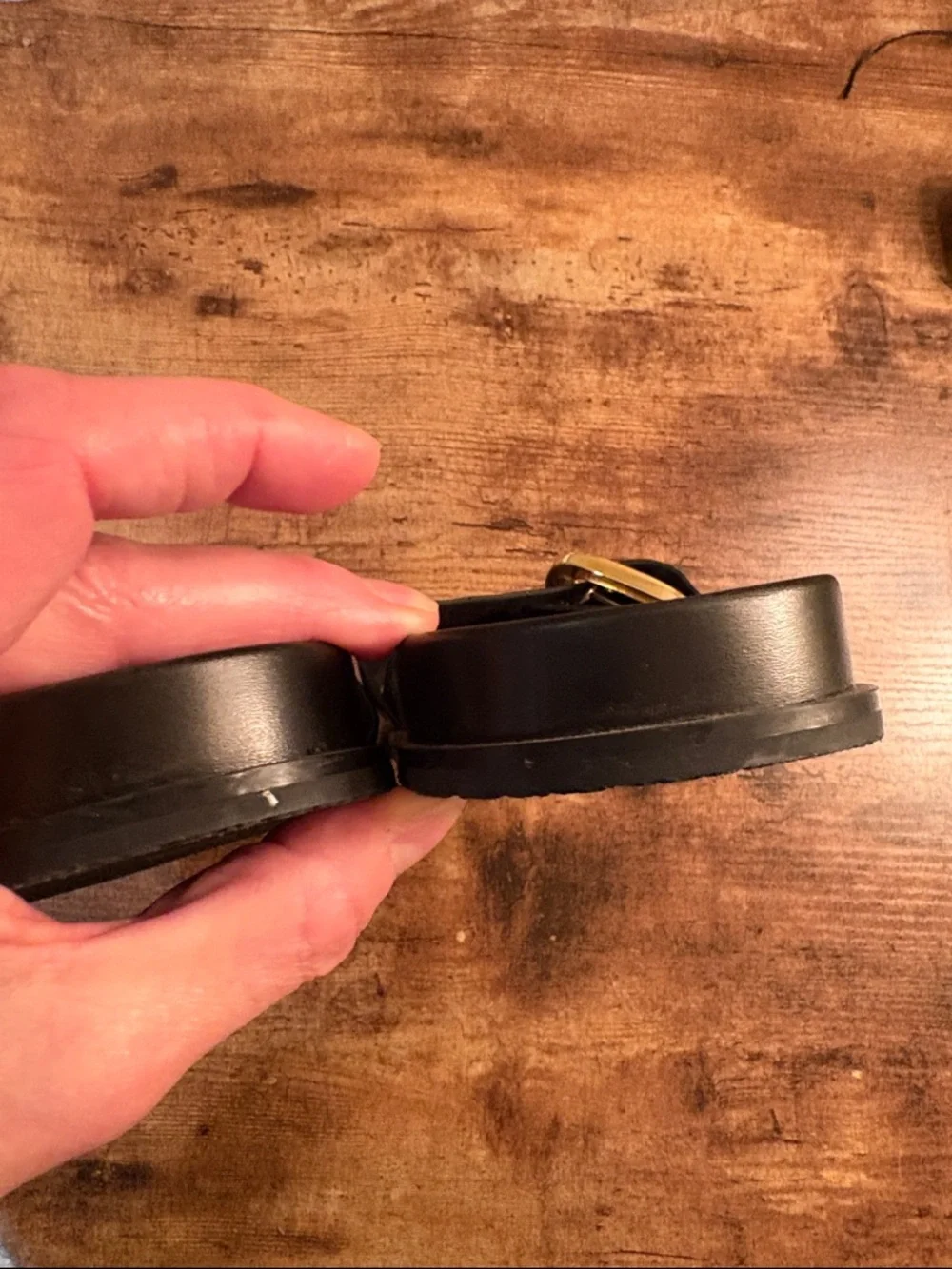 Zara Black Slide Sandals with Gold Buckles - Picture 6 of 9